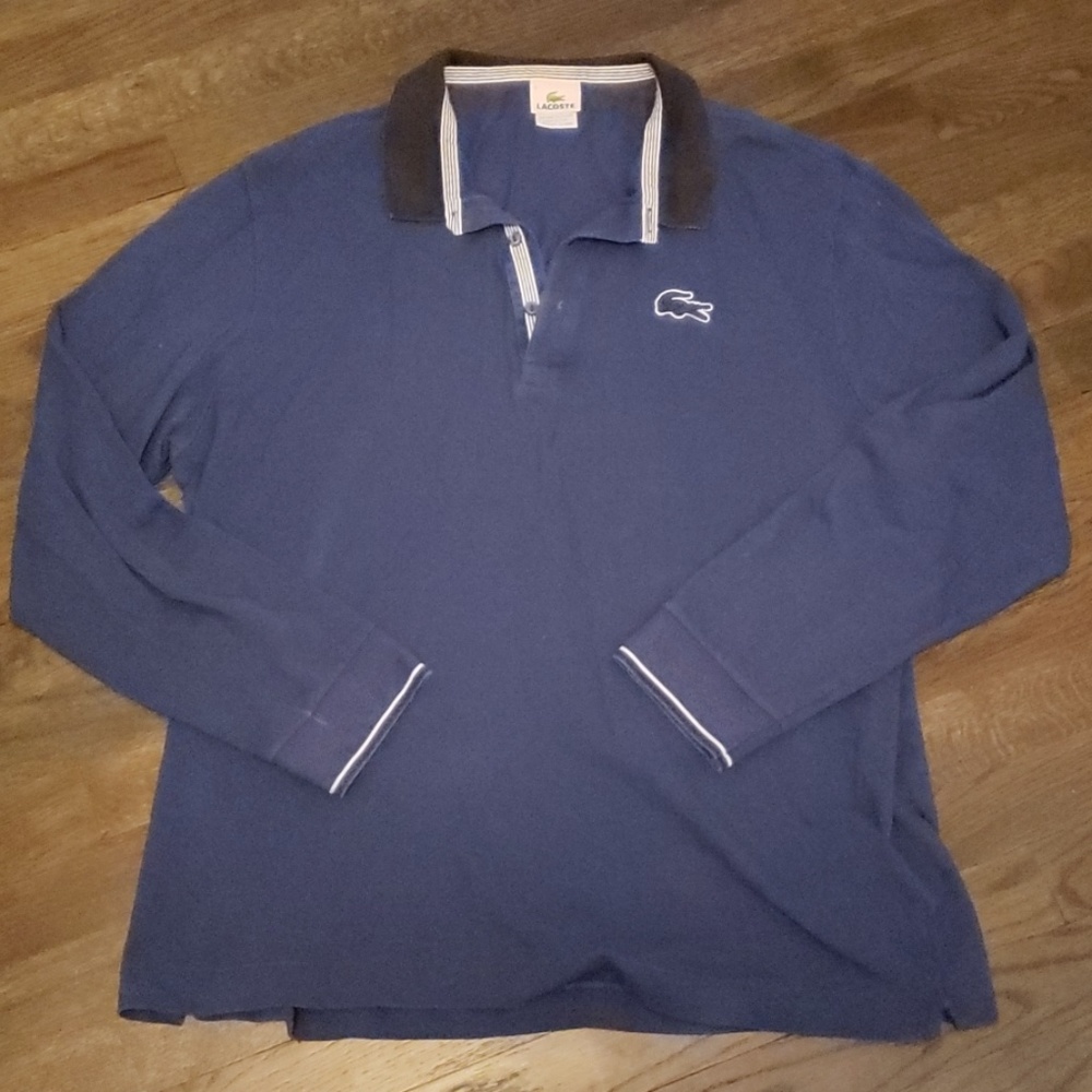 Navy Blue long sleeve Lacoste Polo